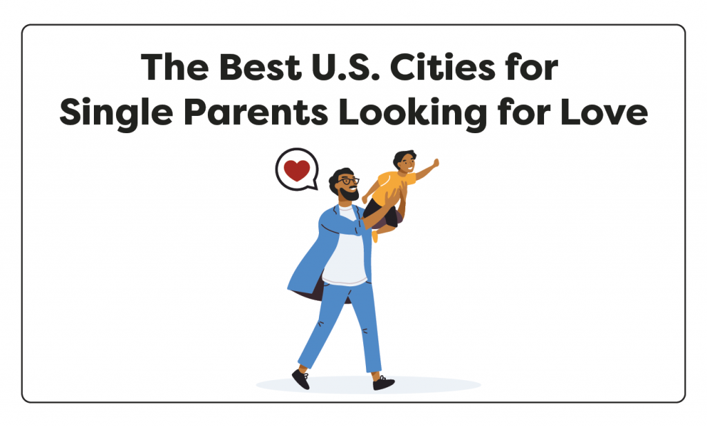 Image showing man with his child with words read “The Best US Cities for Single Parents Looking for Love” 