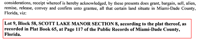 Example of lot and block legal description