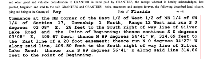 Metes and Bounds Legal Description